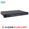 Partaker R7 1U Rackmount Firewall Network Security Appliance Intel Core i5 2520M with 8*Intel I-211 Gigabit Ethernet Ports 2 SFP